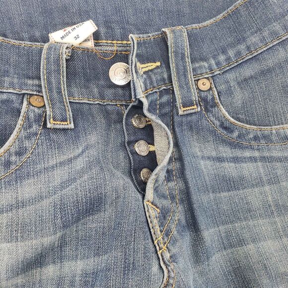 True Religion Blue Jeans Mens 32x32 Button Fly Denim Pants Medium Wash USA Made - Picture 3 of 9